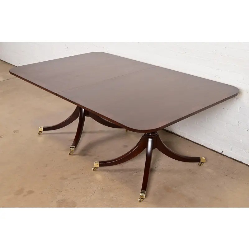 Kittinger Georgian Double Pedestal Extension Dining Table, Newly Refinished gallery
