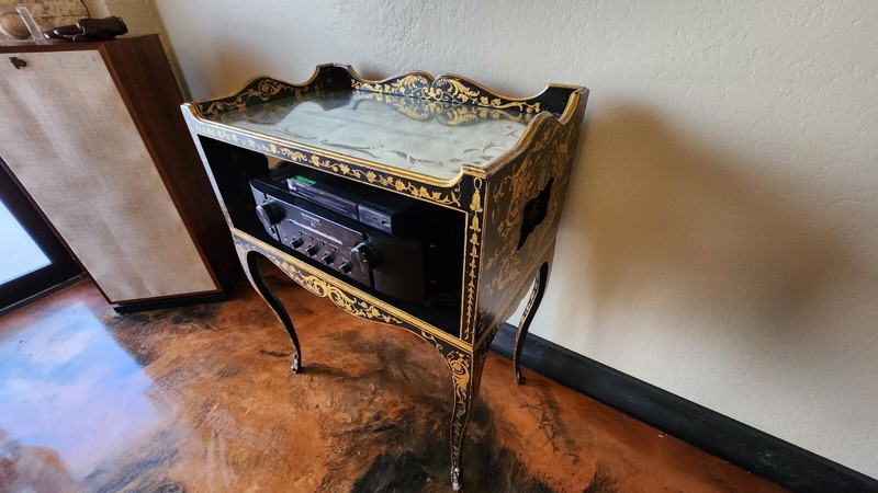 Antique French Black Gold Gilt Art Nouveau Side Table gallery