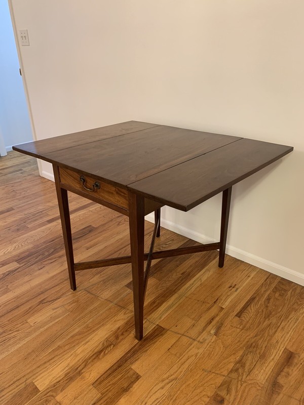 Handcrafted Federal Antique Drop-Leaf Wood Table Upstate New York American gallery