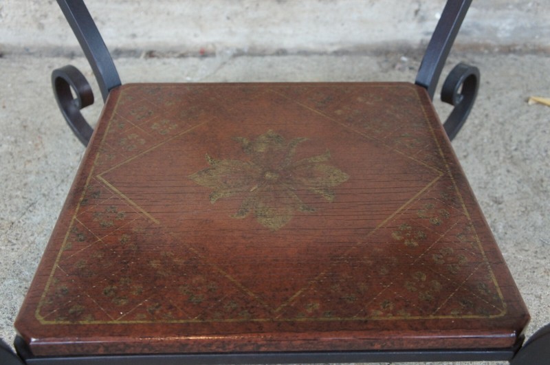 Brunschwig & Fils Vintage French Regency Scrolled Iron & Wood Side Accent Table gallery