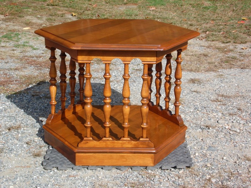 Vintage Ethan Allen American Traditional Maple Hexagon Side End Accent Table gallery