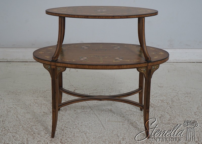 33172EC: Adams Paint Decorated 2 Tier Oval Occasional Table gallery