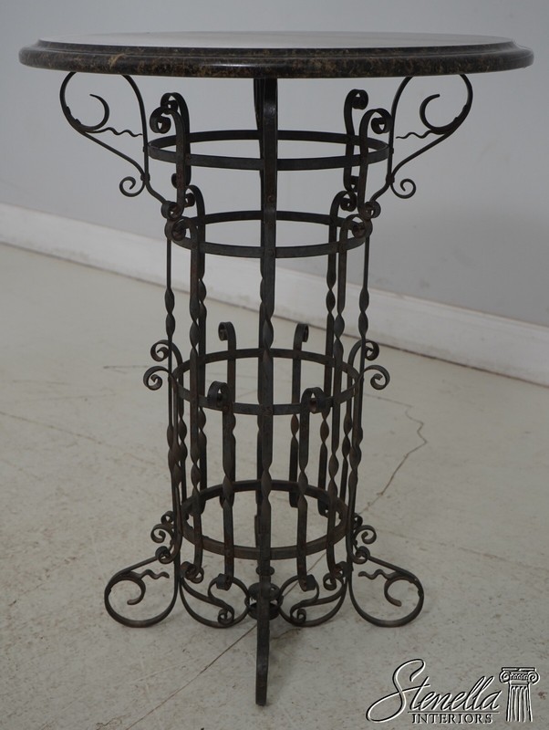 L64725: Marble Top Round Iron Base Lamp Table gallery