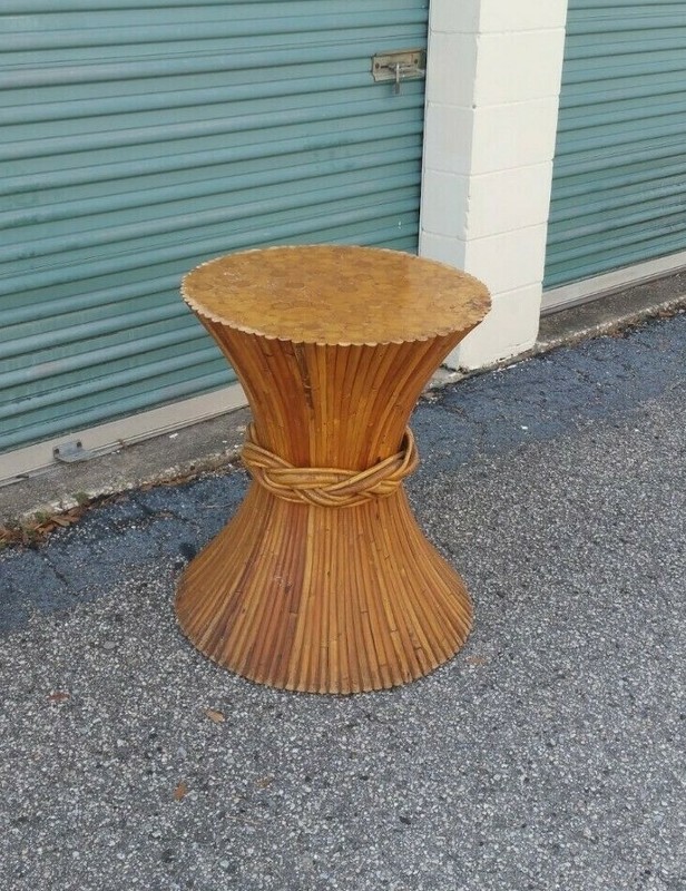 Vintage Signed Mid Century Modern McGuire Sheaf Of Bamboo Table Frankl Era gallery