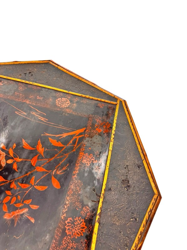 Antique Victorian Bamboo Lacquer Table Chinoiserie Tiger Bamboo 2 Tier gallery