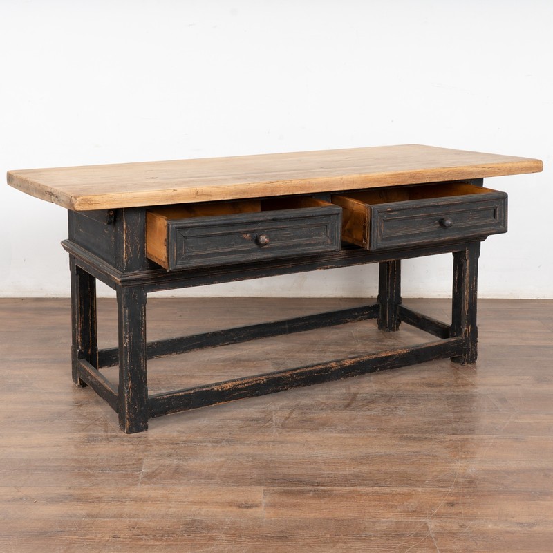 19th Century Black Painted Library Console Table, Denmark gallery