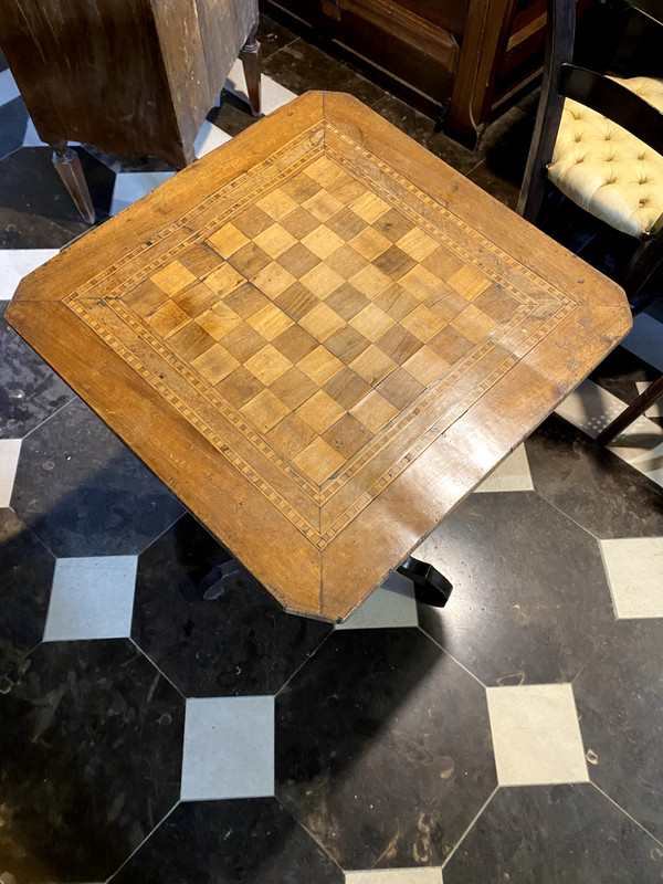 Unique antique coffee table with chessboard - Sorrentino Style - Early 1800s gallery