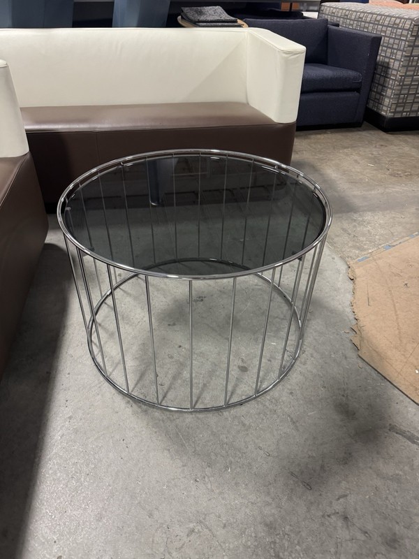 Minotti Round Coffee Table w/Smoked glass top by Rodolfo Dordoni