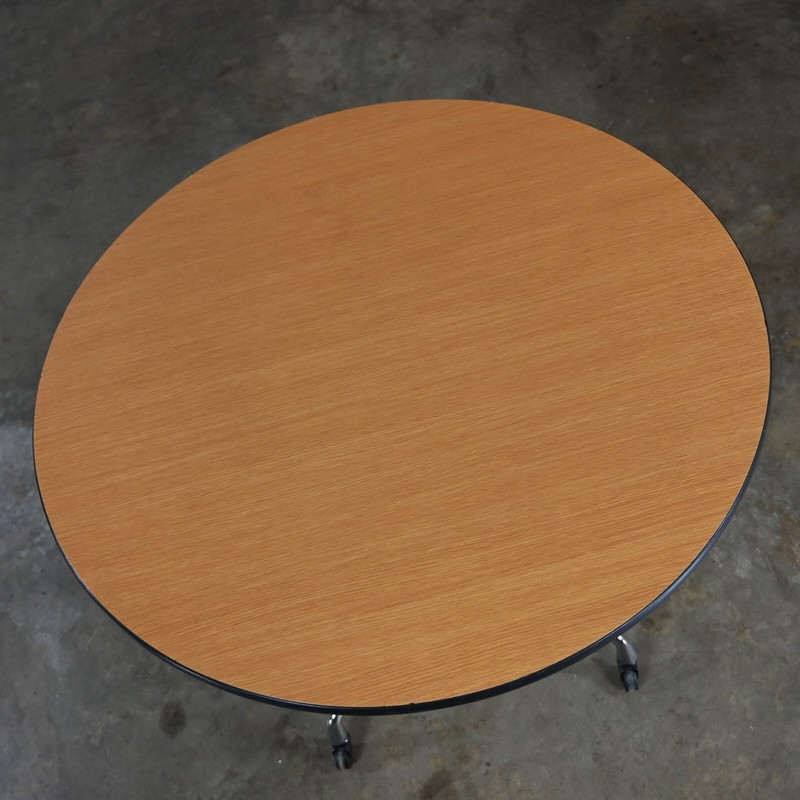Eames Herman Miller Round Tables Universal Base Wood Grain Laminate Top gallery