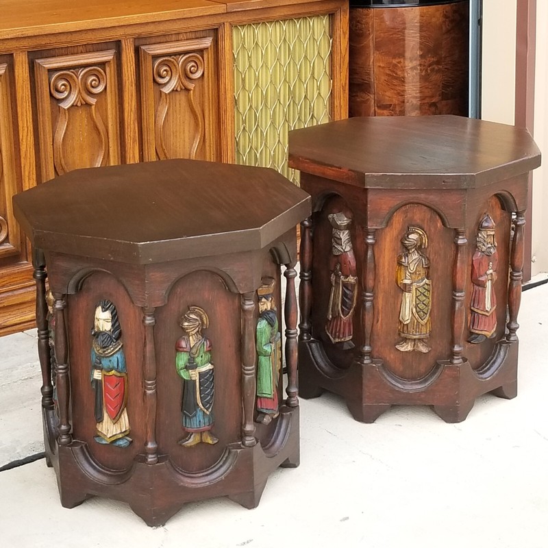 Spanish Revival MCM Artes De Mexico Octagonal Side Tables