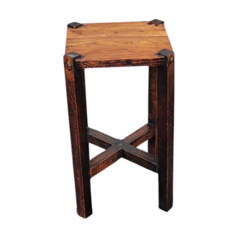 Early 20th C Arts & Crafts Mission Tiger Oak Side Table – Square Top gallery