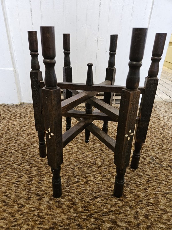 Vintage Moroccan Style Folding Tray Top Side Table Flower Pot Holder
