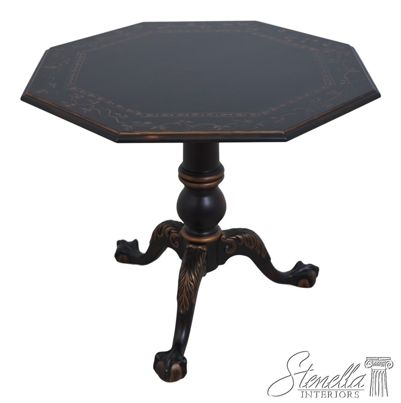 67776: Black Paint Decorated Finish Octagonal Lamp Table