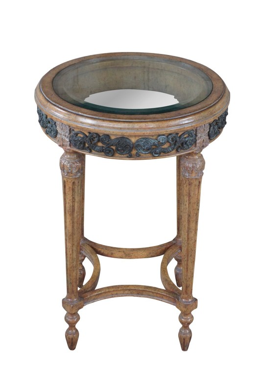 Maitland Smith French Louis XVI Walnut Glass Gueridon Pedestal Table Plant Stand gallery