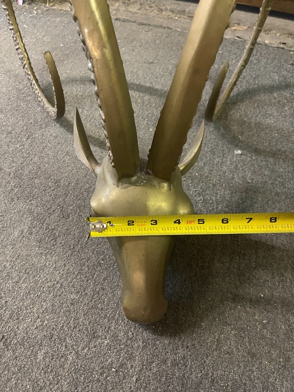 Brass Ibex Ram Head Coffee Table Bases - Mid Century - Made In Korea - Vintage gallery