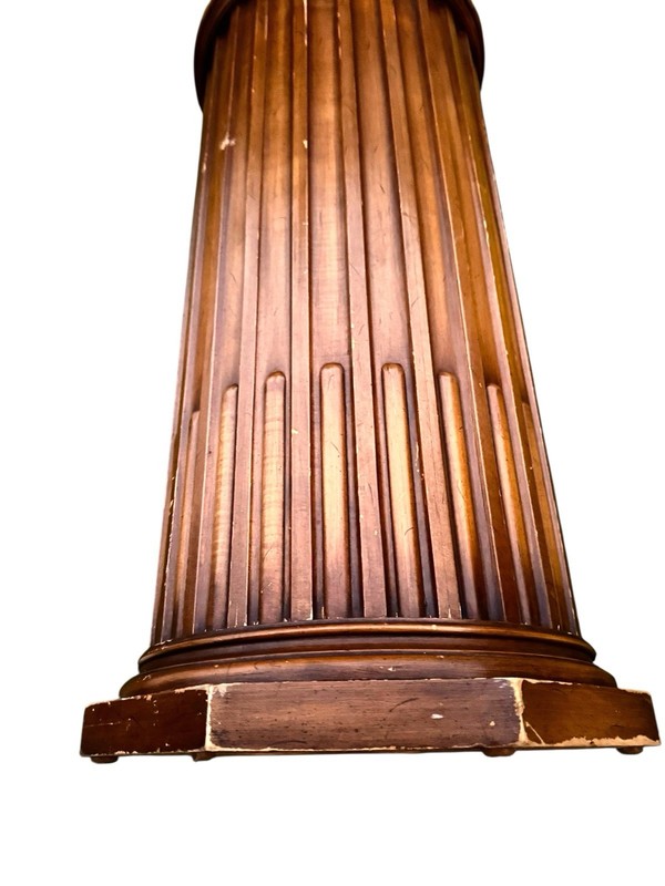 Weiman Neoclassical Style Fluted Pedestal in Carved Wood with Marble Top gallery