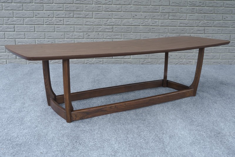 Mid Century Modern Pearsall Style Woodgrain Formica Ash Surfboard Coffee Table