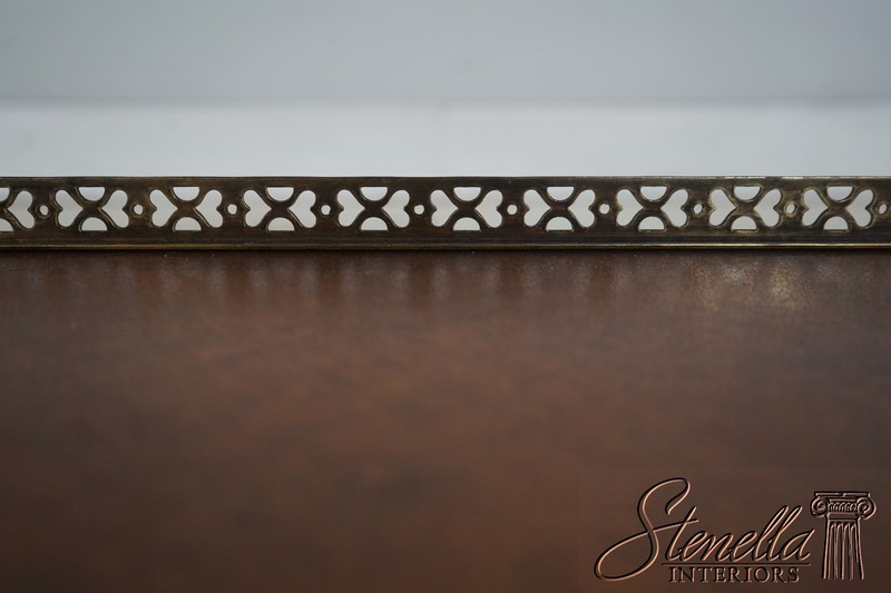 L72655: THEODORE ALEXANDER Leather Top 2 Tier Mahogany Triangle Table gallery