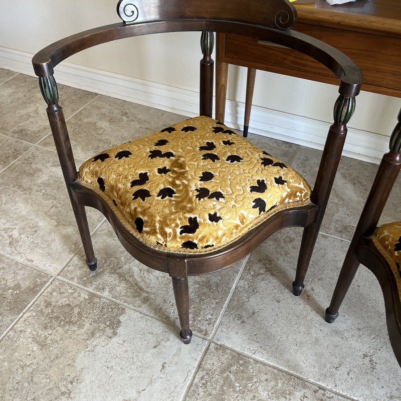 Restored Antique Armchair Gold and Black Wood Frame