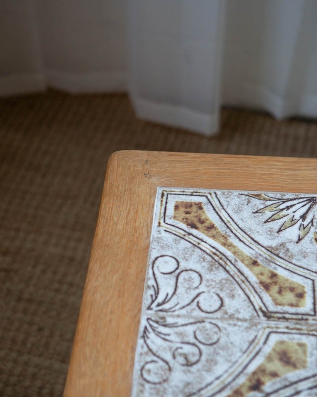 Danish Modern Henning Kjaernulf Style Oak and Tile Coffee Table gallery