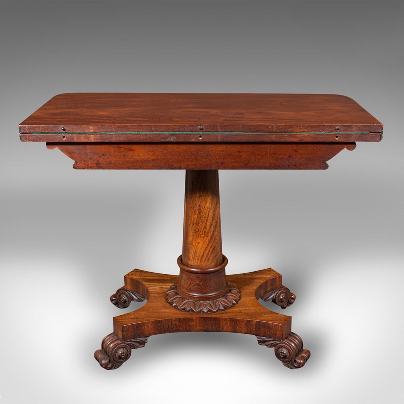 Antique Fold Over Parlour Card Table, English, Games, Side, William IV, C.1835 gallery