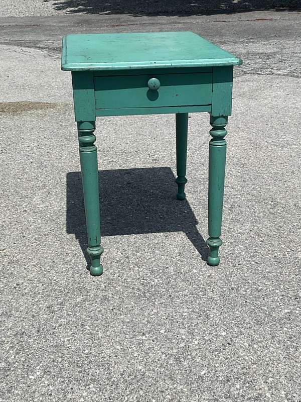 antique greem paint work table night stand drawer sheraton folk art 1830 gallery