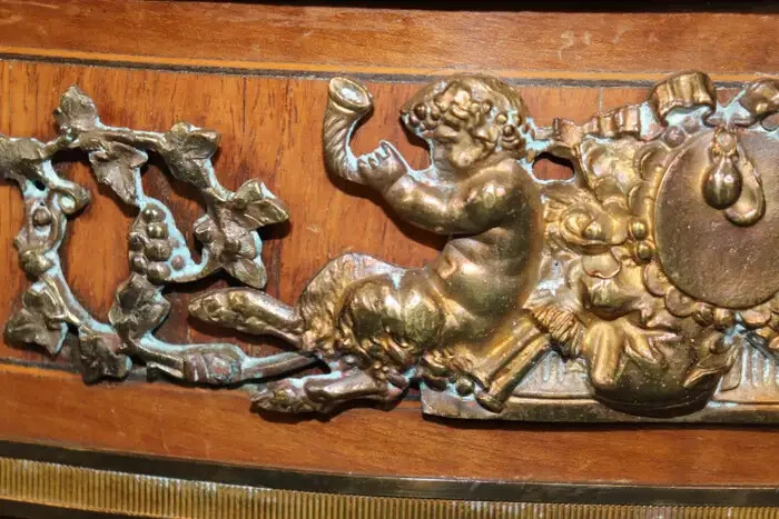 Fantastic Cherubs or Satyrs Bronze Mounted French End Table Louis XVI gallery