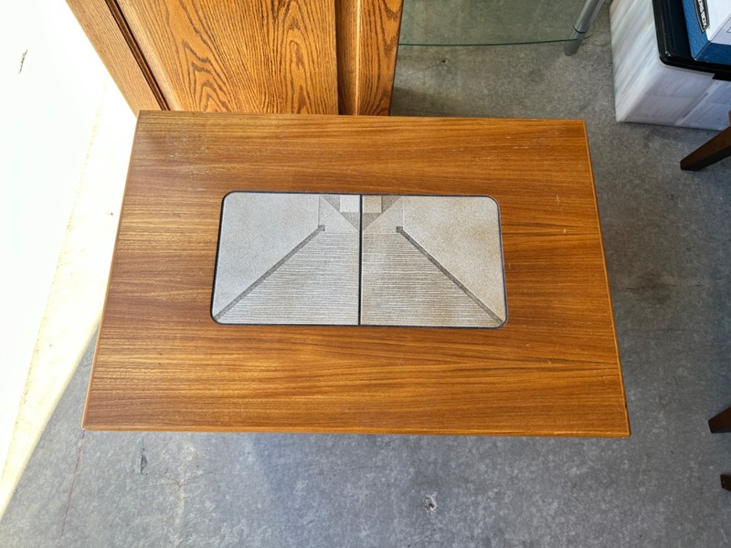 Scandinavian Modern Teak Rectangular Side End Table Tile Insert by Gangso Mobler gallery