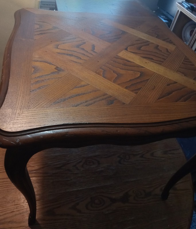 Mid Century Oak Inlaid Top Henredon Side Table / End Table (ET79) gallery