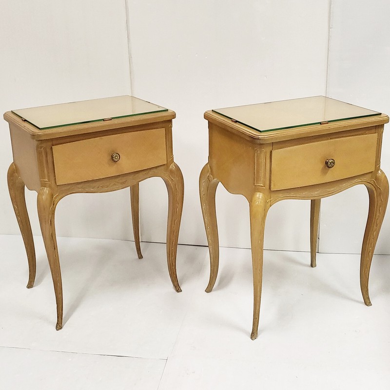 Vintage Nightstand Pair 1940 By Rene Prou In Varnished Beech 40S 1940S