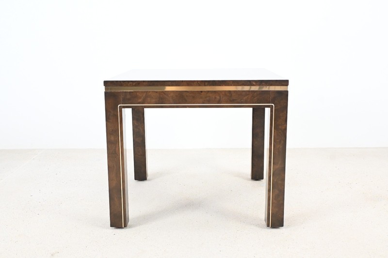Mastercraft Burled Elm and Brass Accent Side Table