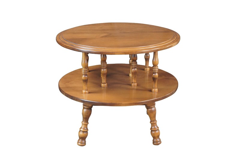 Sprague Carleton Colonial Solid Rock Maple Round Two Tier Side Accent Table 26" gallery