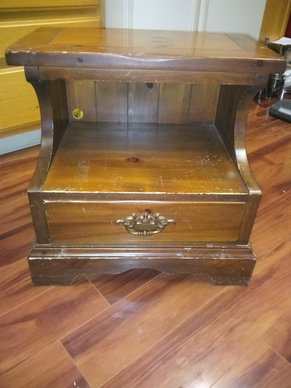 VTG 50s Mid Ctry Heavy Wood Kroehler Magazine Rack End side Table Night Stand TV