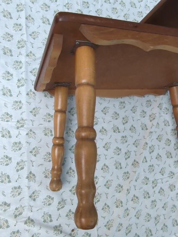 Mid Century Maple Formica Step End Table Side Table Screw Legs gallery