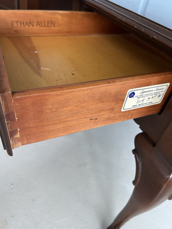 Pair ETHAN ALLEN Cherry Rectangle End/Side Tables-Vintage Nightstands W/ Drawer gallery