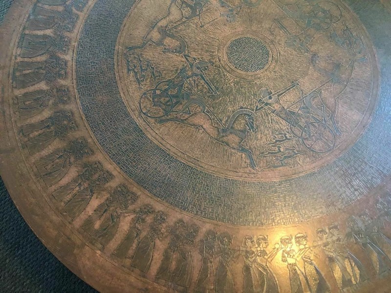 Vintage Norwegian copper coffee table by Vad Trevare