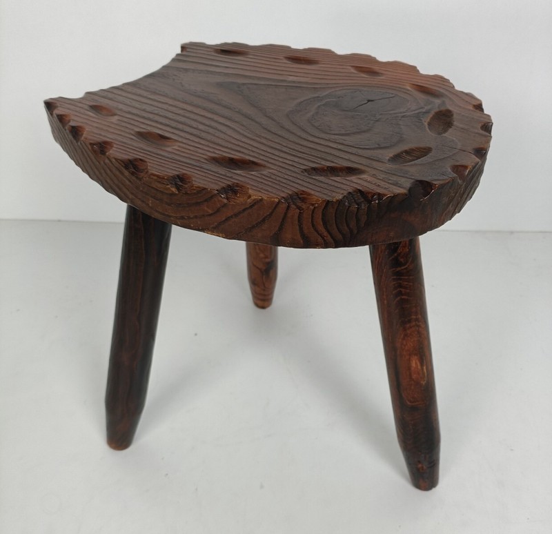 Spanish Milking Stool Table Pedestal Plant Bonsai Stand Carved Wood Horseshoe fo gallery