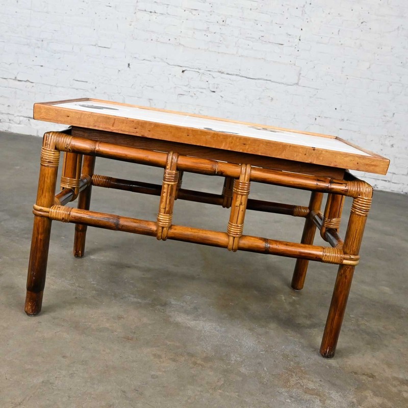 Rattan Campaign Ficks Reed Far Horizons Coffee Table w/Tile Top by John Wisner gallery
