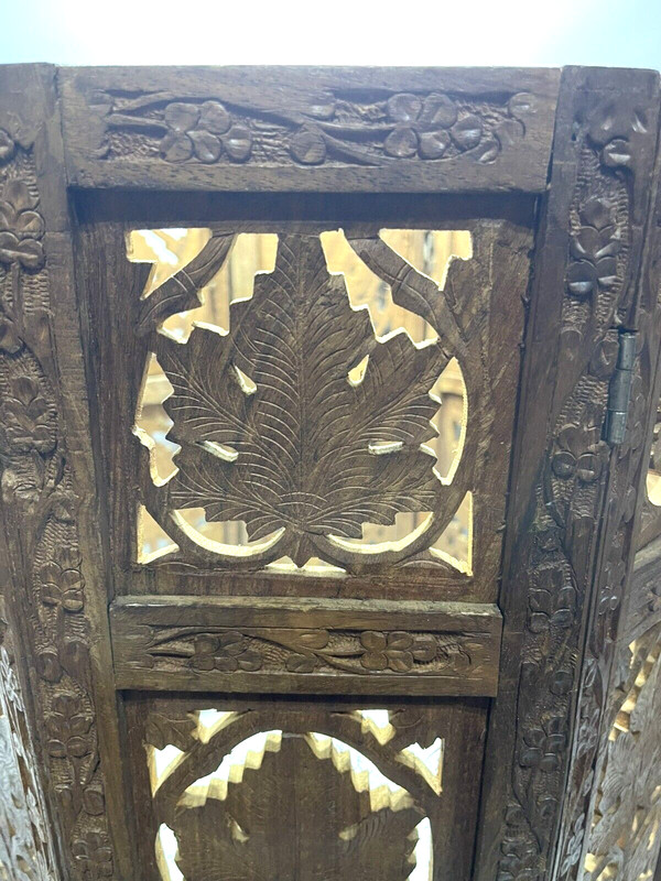 Vintage Hand Carved Hardwood Octagonal Side Table Bottom India Decor 16.75" x14" gallery