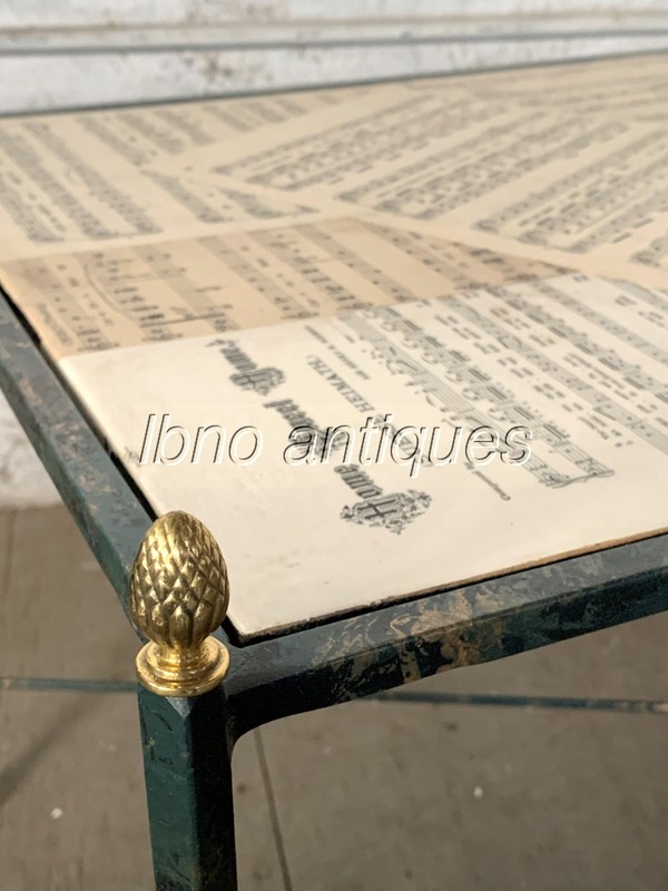 STEEL AND BRASS CUSTOM PATINA COFFEE OR SOFA TABLE. NEOCLASSICAL CHIC , L@@k!! gallery