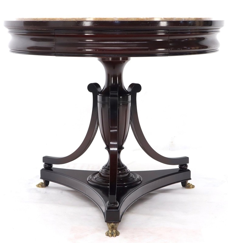 Mahogany Cup Shape Base Pink Marble Top Brass Claw Feet Center Table Gueridon gallery