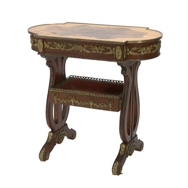 Antique Flame Mahogany, Birds Eye Maple and Ormolu Serving Table C1920 gallery