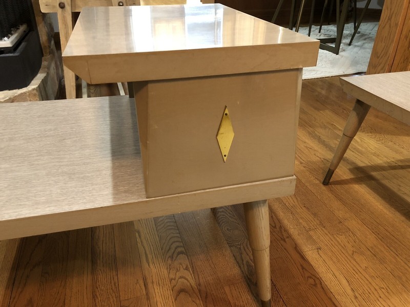 2 Mid Century Modern 2 Tier End Side Tables 1960's Formica Tops Atomic gallery