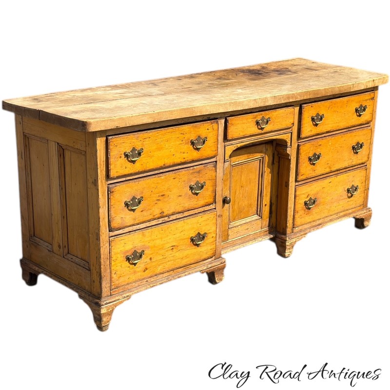 Antique Georgian Butcher block kitchen table work 7 drawers 1800s farm house 6FT gallery