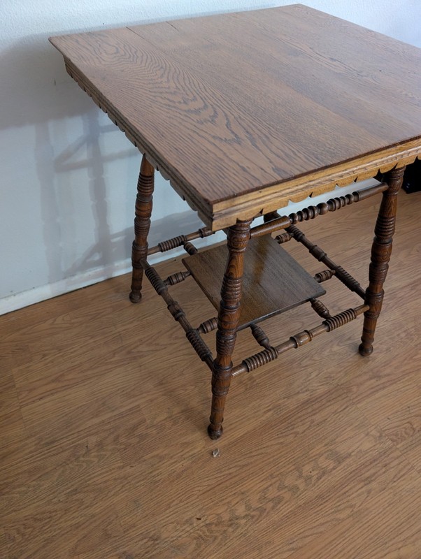 Antique Victorian Spindle Style Oak Accent Side Table gallery