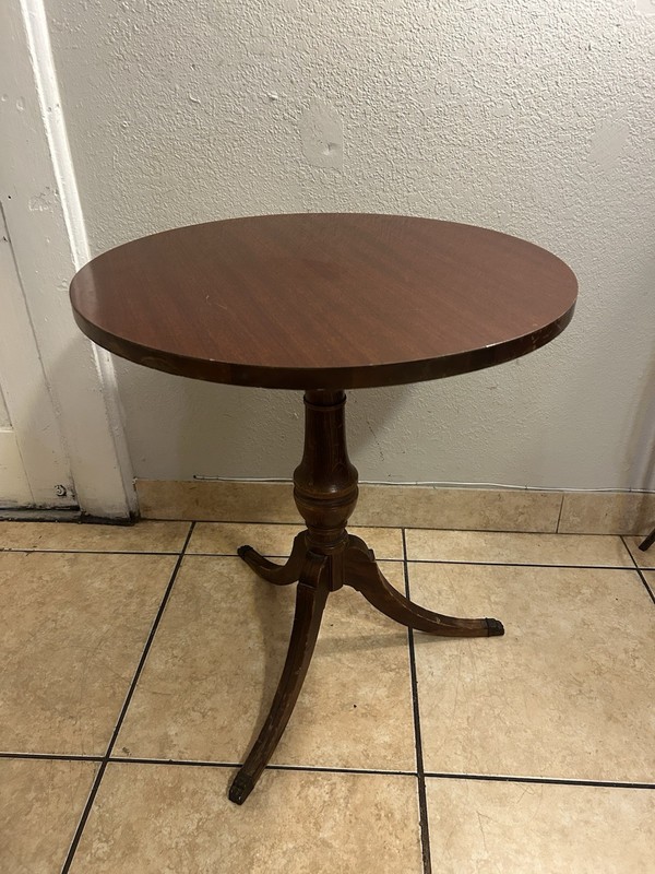 Vintage Mersman Round table, tripod pedestal base