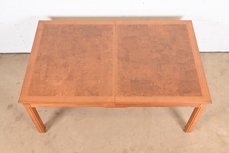 Henredon Mid-Century Burl Wood Extension Dining Table, Newly Refinished gallery