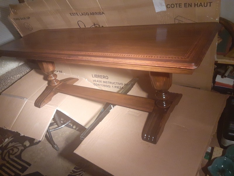 VINTAGE MERSMAN 60WX20X20″ DOUBLE PEDESTAL TRESTLE COFFEETABLE WALNUT MARQUETRY
