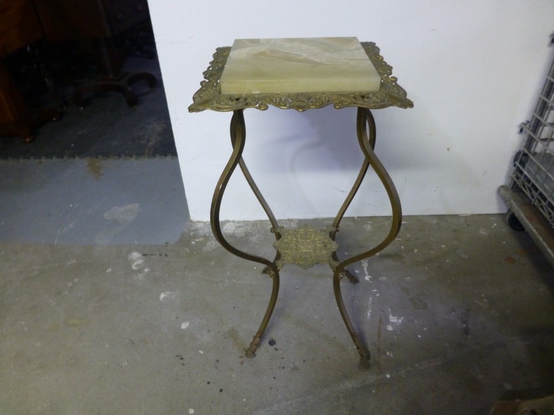 VICTORIAN SOLID BRASS AND ONYX PLANT STAND c1890