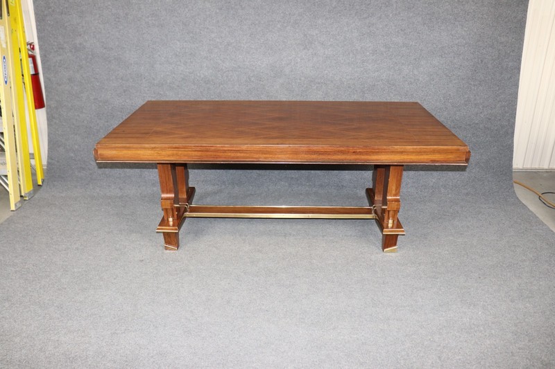French Art Deco Bronze Mounted Dining Table Attributed to Jules Leleu gallery